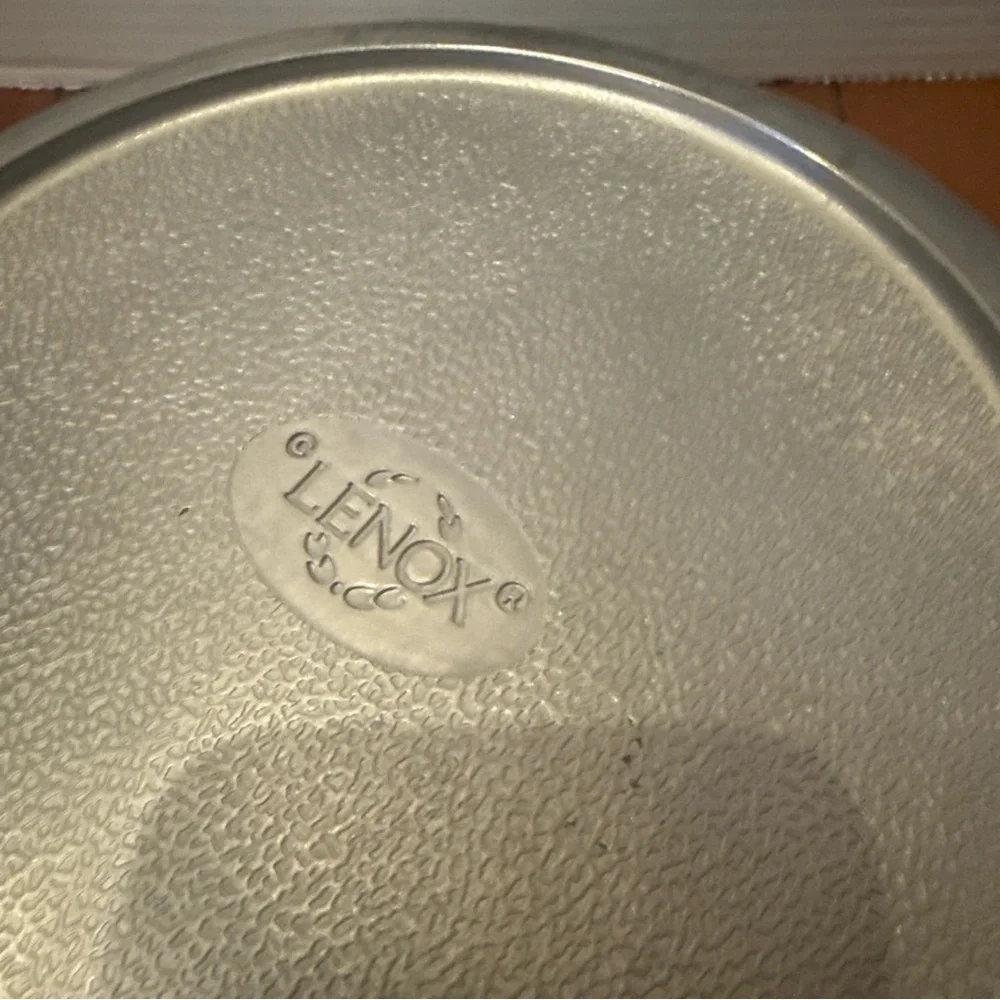 Lenox Spyro Metal Serveware Handle Pasta Bowl W/ Serving Spoon